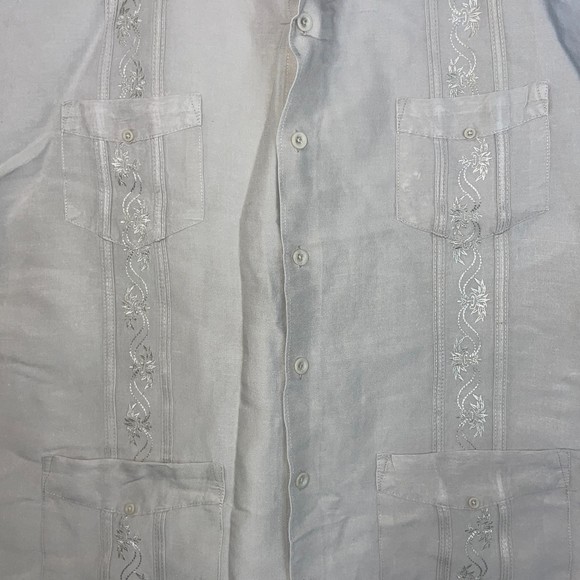 CUBAVERA MENS CREAM CIGAR SHIRT size xl Button Up Bowling Striped Short Sleeve - Picture 9 of 12